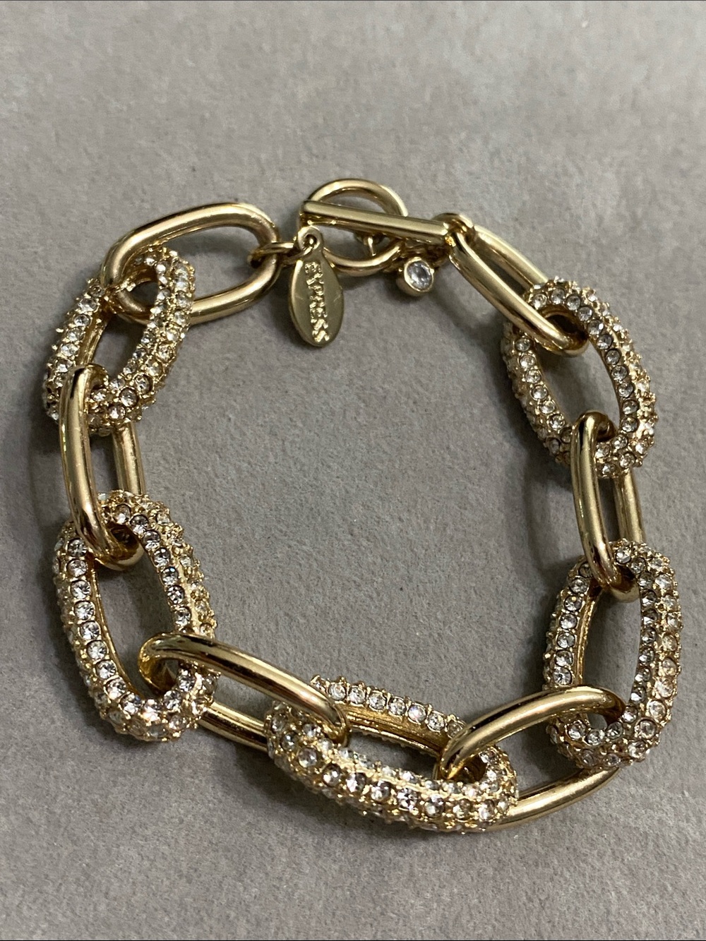 Gold Crystal Pavé Link Bracelet